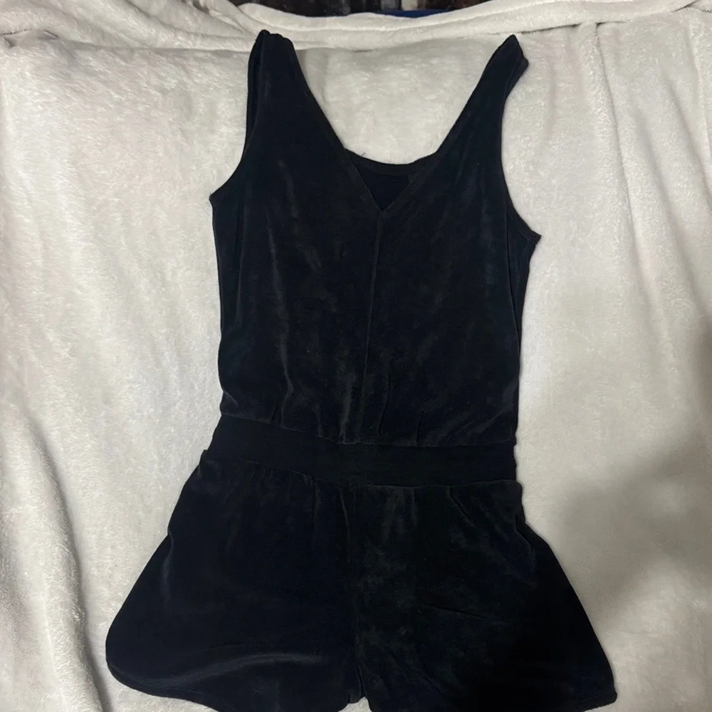 Nike Black Terry cloth  Tank Romper with Drawstring Waist - Picture 2 of 5